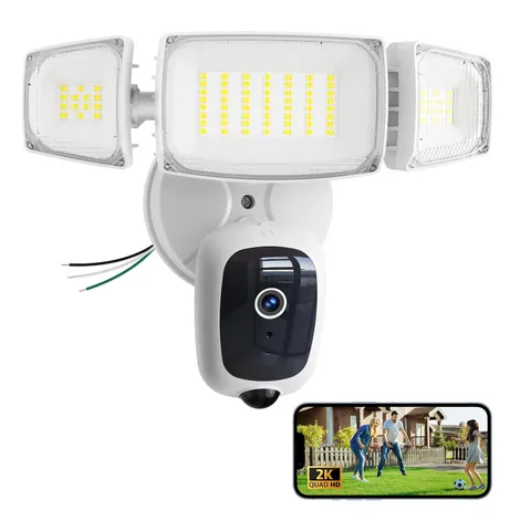 Floodlight Camera Outdoor – 2K QHD Security Cam with Motion-Activated Flood L...