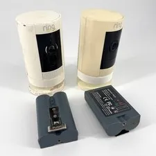 LOT OF 2 Ring 5UM7E5 Stick Up Cam Security Cameras - White acceptable