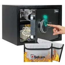 Biometric Safe Box 0.8 Cu Ft Fingerprint Steel Security Safe w/ Fireproof Bag