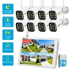 5MP Wireless WiFi Camera Security System Audio Outdoor 10CH 10'' Monitor NVR