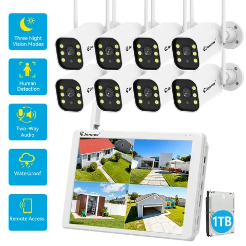 5MP Wireless WiFi Camera Security System Audio Outdoor 10CH 10'' Monitor NVR