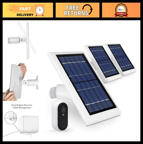 Solar Panel for Arlo Essential 2K Security Camera - 3-Pack, Outdoor Use, White