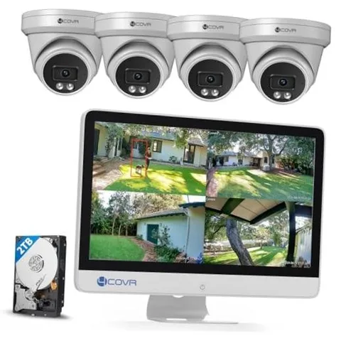 4COVR 4K PoE Security Camera System with Monitor, 8 Channel 8MP H.265 8MP 4Cams