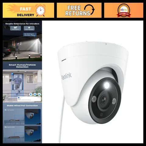 12MP PoE Outdoor Dome Security Camera, 97° Wide Angle, Night Vision, 2-Way Talk,