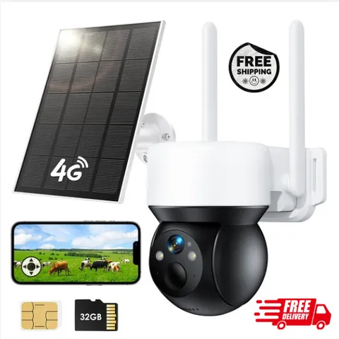 4G LTE Cellular Security Camera No WiFi Solar Outdoor Night Vision With SIM Card