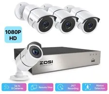 ZOSI 8CH 3K Lite Security Camera System 1080P Camera 100ft Night Vision No HDD