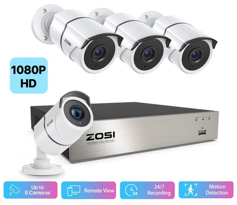 ZOSI 8CH 3K Lite Security Camera System 1080P Camera 100ft Night Vision No HDD