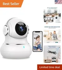 2K Indoor Security Camera with 360° Pan/Tilt & Motion Detection for Home Safety