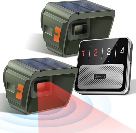 Solar Driveway Alarm - Radar + IR Dual Detection for Outdoor | 1/2 Mile Range Wi