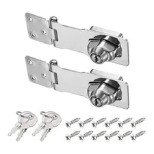 2Pcs 4Inch Keyed Hasp Locks Twist Knob Locking Keyed Alike, Silver