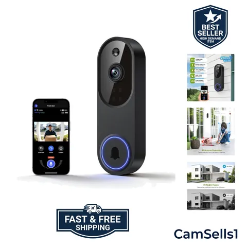 1080P Wireless Video Doorbell Camera, Outdoor Surveillance Cameras, FHD Live ...