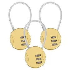 3-Pack Combination Locker Lock, 3 Digit Padlock for Gym/Luggage [Gold]