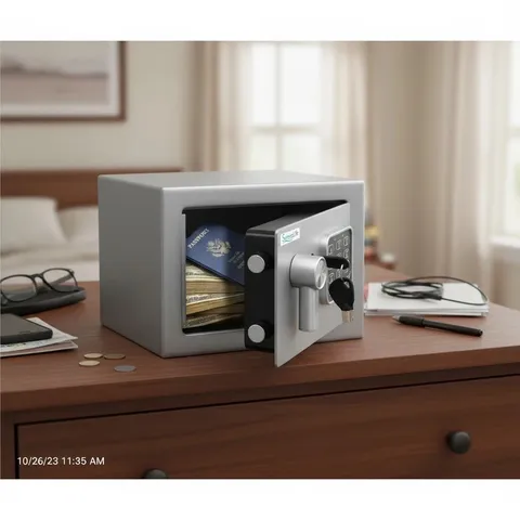 Versatile 9.1x6.7” Steel Electronic Safe Box - Wall/Floor Mounted Secure Storage