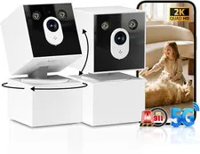 2K Dog Face Shaped Cameras for Home Security, No Subscription, 5G/2.4G Wifi Indo