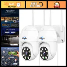 5MP Wireless PTZ Security Cameras - 2-Pack, Two-Way Audio, Night Vision, IP66 Wa