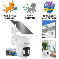 3MP Solar Security Camera - 360° PTZ with Night Vision & AI Motion Detection