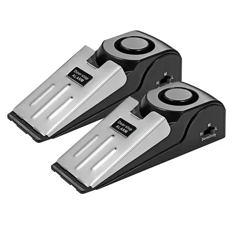 2 Pack 125dB Door Stop Alarm Anti-Theft Door Security Wedge Travel Home Alarm
