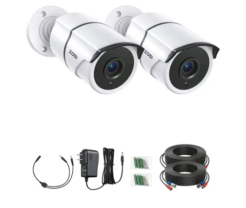 Home Security w/ ZOSI 2-Pk DIN Digital Security Cameras w/ Cables & Accessories