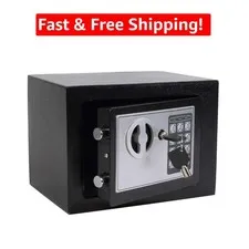 Compact 0.23 CuFt Steel Security Safe Box with Digital Keypad & Emergency Keys