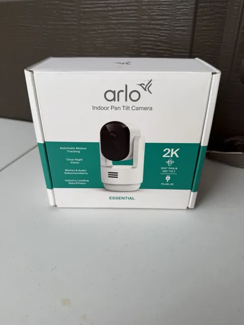 Arlo Essential Wired Security Camera 2K Outdoor White Home Monitoring 360 Pan