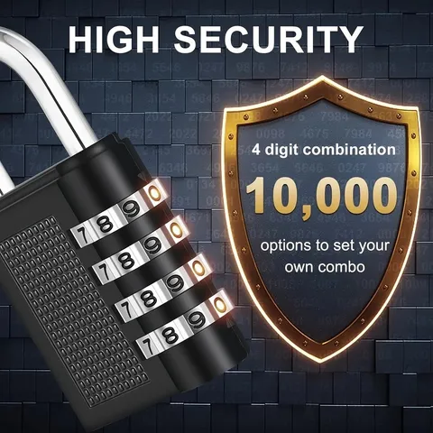 Combination Lock Resettable 4-Digit Anti Rust Weatherproof Padlock Metal Locks