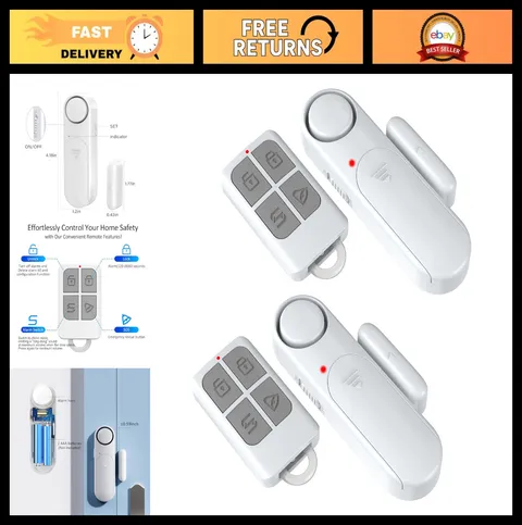 2-Pack Wireless Window & Door Alarms for Kids Safety & Home Security, 120dB Aler