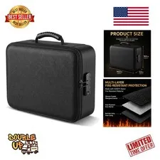 Fireproof Document Box with Lock 5200F Fire & Water Resistant Safe Storage