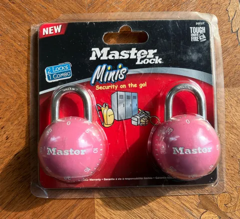 Two Pink Master Locks One Combination Locks Mini Sports Locks Ball Metal "NEW"