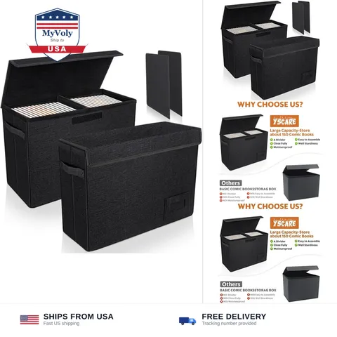 YSCare 2-Pack Comic Book Storage Boxes, Collapsible Comics Book Case with Div...