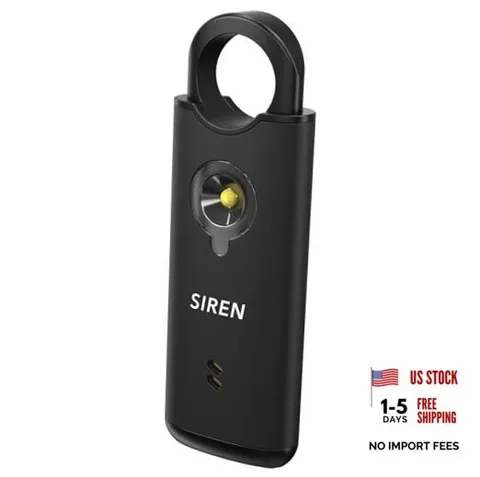 Personal Safety Alarm by  – 135dB Siren, Flashing Light, Pull & Vibration Black
