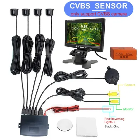 CVBS Dual Core CPU Car Video Parking Sensor Reverse Radar System Digital Display