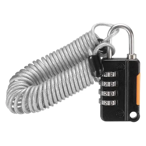 Luggage Lock, 4 Digit Combination Padlock with Flexible Silver Cable (220cm)