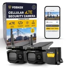 Vosker VKX 4G LTE Solar Security Camera 2 Pack Wireless Outdoor Farm