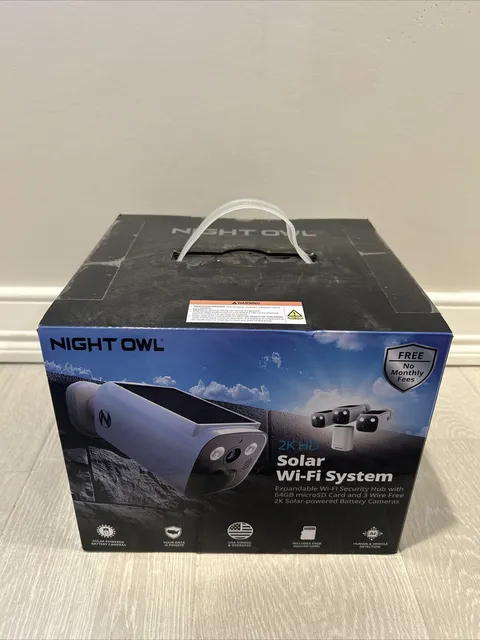 Night Owl 2K 64GB Hub Recorder Security System w/ 3 Battery Solar Cameras
