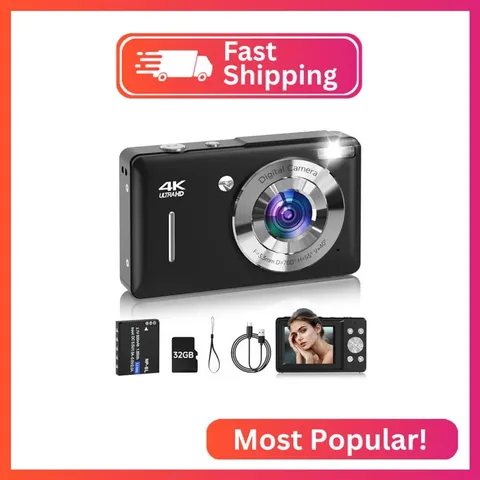 Digital Camera for Kids, FHD 1080P 44MP Point and Shoot Digital Camera with Face