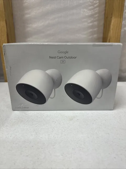 Google Nest Outdoor Smart Security Camera (Wired, 2nd Gen) 2-Pack - Snow SEALED