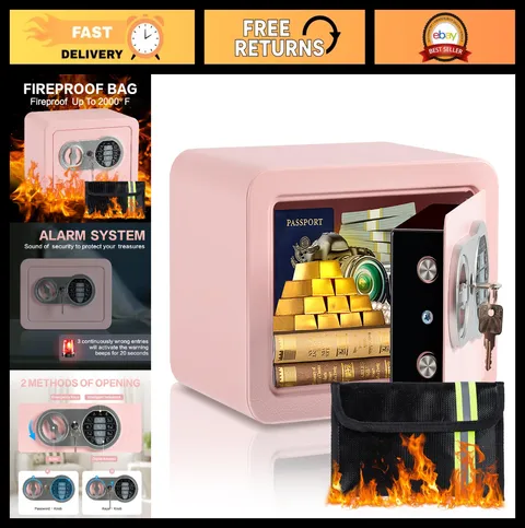 Small Fireproof Safe Box with Digital Lock & Keys - 0.23 Cu Ft Security for Cash