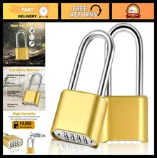 Heavy Duty 4-Digit Combination Padlock - Weatherproof Gym & Outdoor Lock, Set Yo