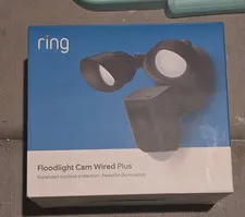 Ring Floodlight Cam Wired Plus Outdoor Wired Full HD Surveillance Camera - Black