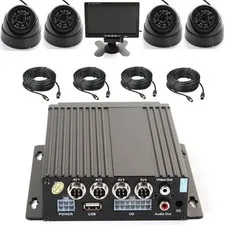 4CH Car Bus IR Mobile DVR SD Card Recorder +4 Camera + Cable + 7" LCD Screen Set