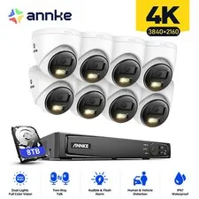 ANNKE 8CH 12MP NVR PoE 4K Color Night Security IP Camera System 2-Way Audio IP67
