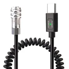 BMPCC 4K/6K Trigger Coiled Power Cable USB C PD Male To Weipu SF61B/S2 2Pin