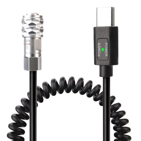 BMPCC 4K/6K Trigger Coiled Power Cable USB C PD Male To Weipu SF61B/S2 2Pin
