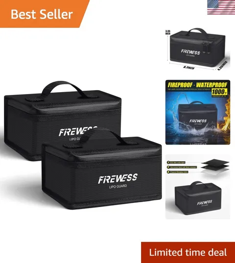 2 Pack Lipo Safe Bag Fireproof, lithium battery bag fireproof and Explosionpr...