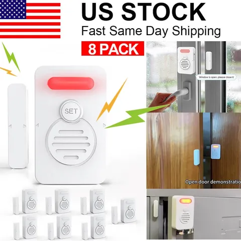 Wireless Door Alarm When Opened Voice Alert Magnetic Sensor Adjustable Volume ×8