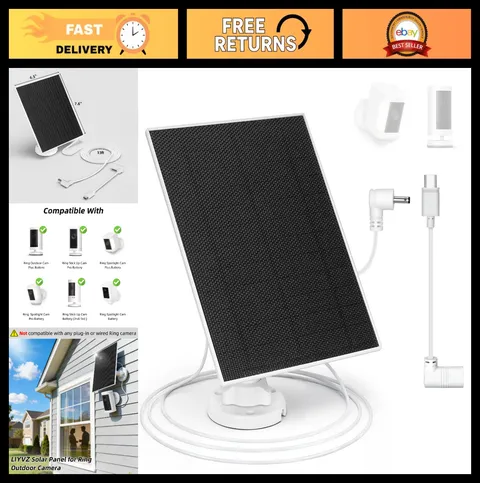 5W Solar Panel for Outdoor Security Cameras, 8000mAh Rechargeable Battery, Dual
