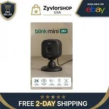 Blink Mini 2K+ Indoor Security Camera 2-Pack Black Night Vision