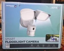 Merkury Smart Floodlight Camera 1080p HD WiFi Motion Light Security Cam