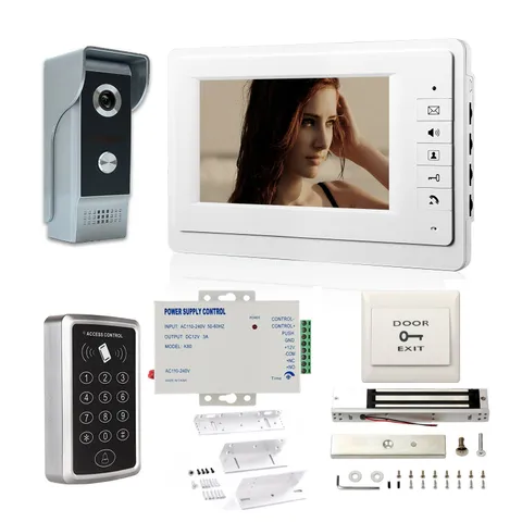 MENGQI-CONTROL 7'' LCD Video Door Phone Intercom Systems Via Password Open Do...