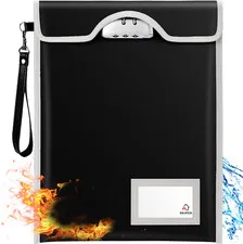 Fireproof Document Bag, 15'x11', A4/A5/Letter/Legal Size, Locking Money Bag with